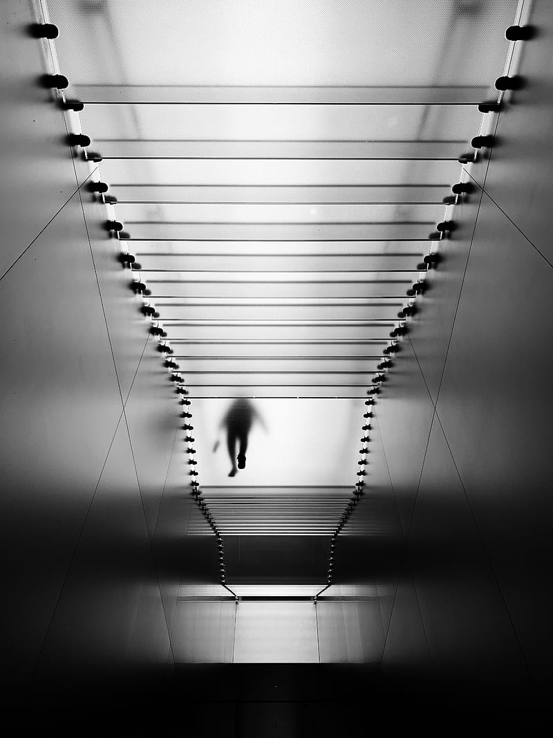 silhouette, stairs, bw, transparent, HD phone wallpaper
