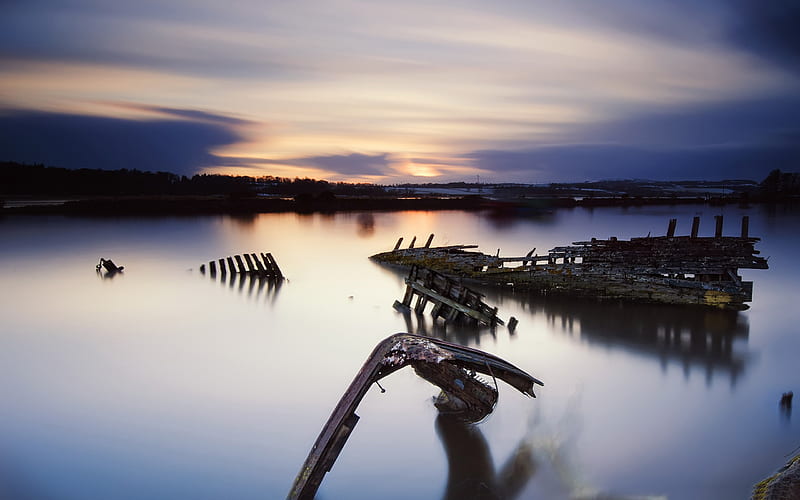 wooden wreck-Landscape Pics, HD wallpaper