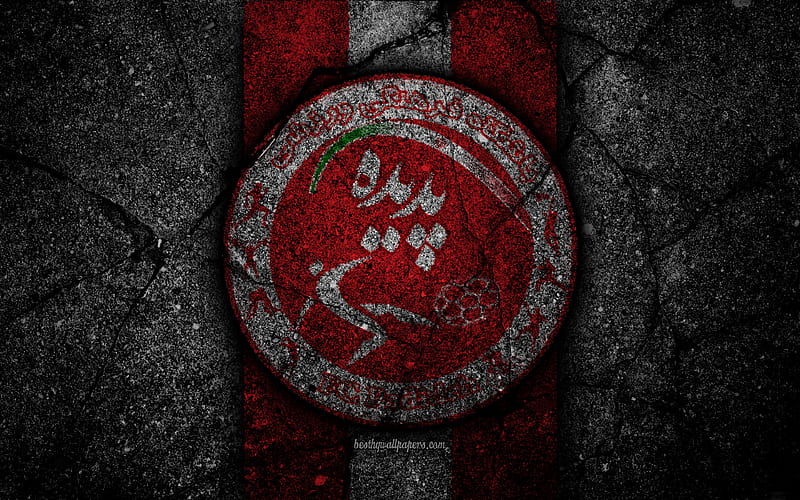 FC Padideh Khorasan emblem, Persian Gulf Pro League, soccer, Iran, Padideh Khorasan, black stone, football, logo, asphalt texture, Padideh Khorasan FC, Iranian football club, HD wallpaper