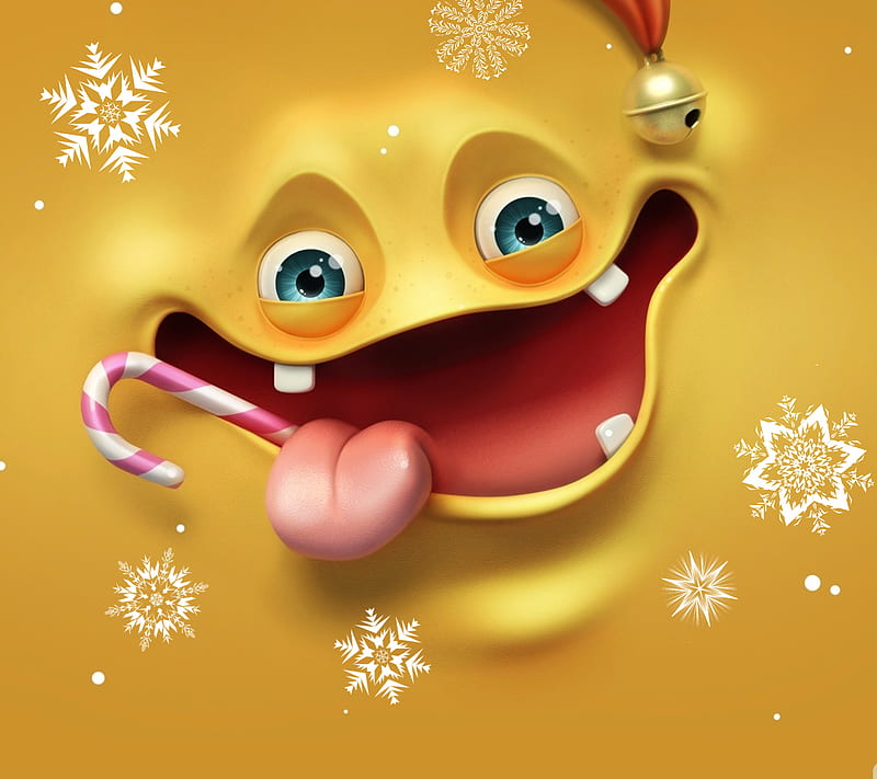 christmas face, candy cane, cute, fun, funny, smile, snow, xmas, HD wallpaper