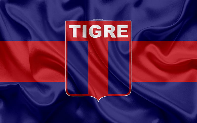 Club Atletico Tigre Argentine Football Club, Tigre emblem, logo, First Division, Superliga Argentina, Argentina Football Championships, football, Buenos Aires, Argentina, silk texture, HD wallpaper