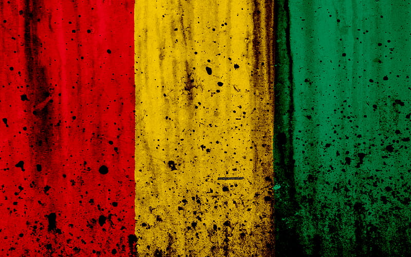 Guinean flag grunge, flag of Guinea, Africa, Guinea, national symbols, Guinea national flag, HD wallpaper