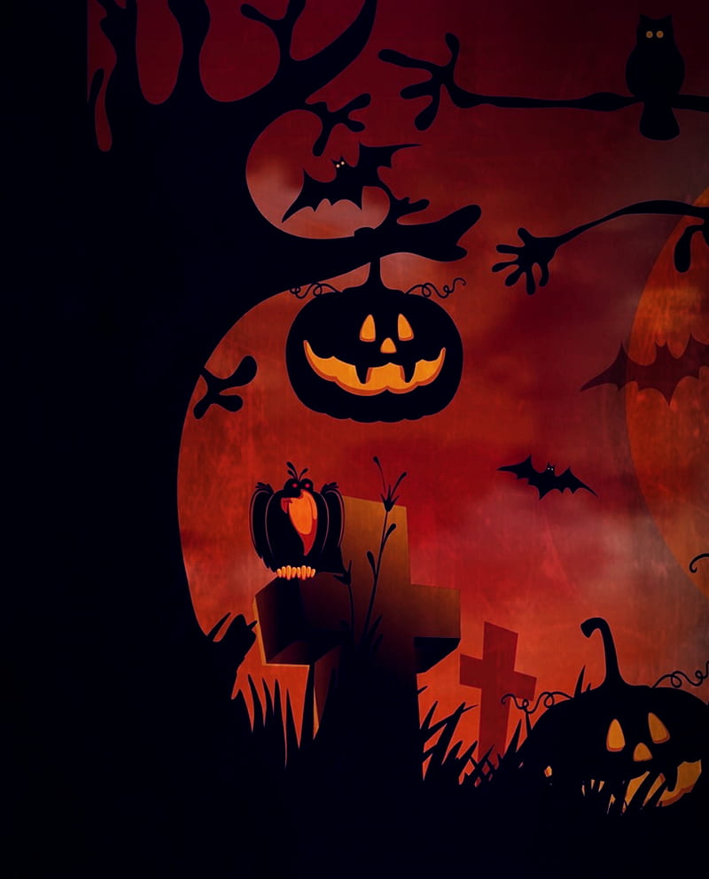 Halloween, black, trick, pumpkin, HD phone wallpaper