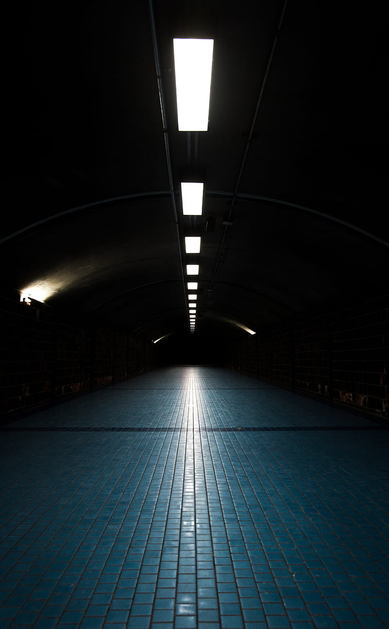 tunnel, dark, lighting, lights, HD phone wallpaper