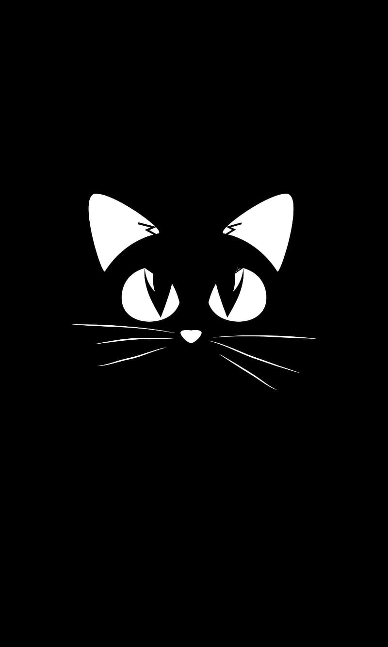 Cat in black, animal, flat, minimal, cute, HD phone wallpaper | Peakpx