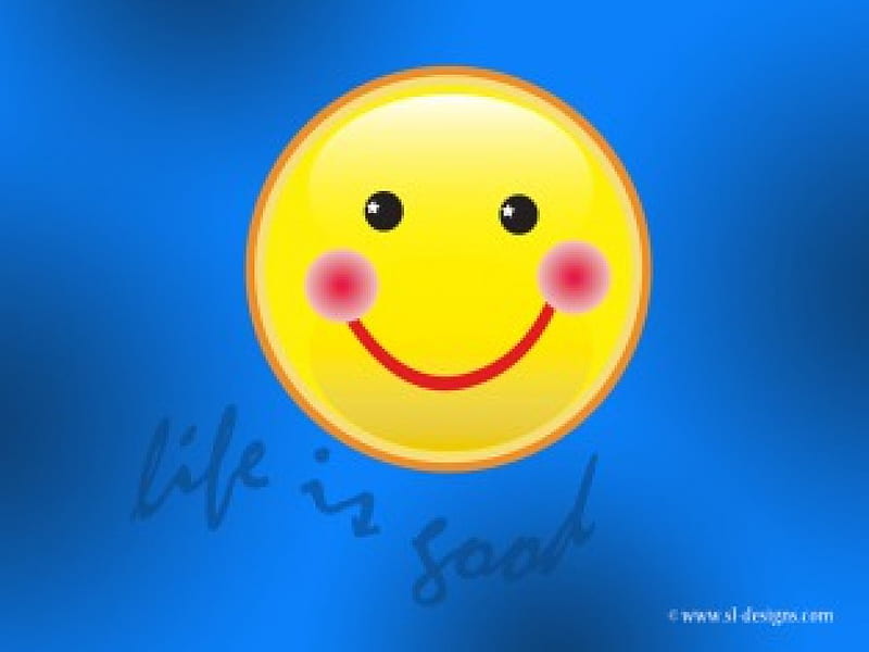 Life is Good, smiliey, good, yellow, smile, affirmation, HD wallpaper