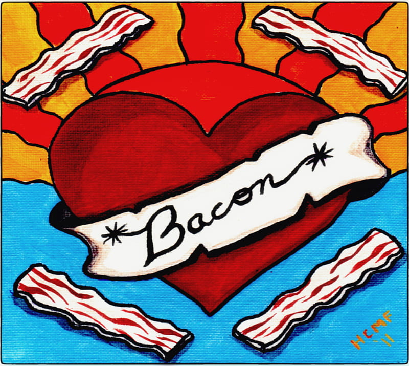 Bacon Love, food, munchies, pig, pork, snacks, bacon, HD wallpaper
