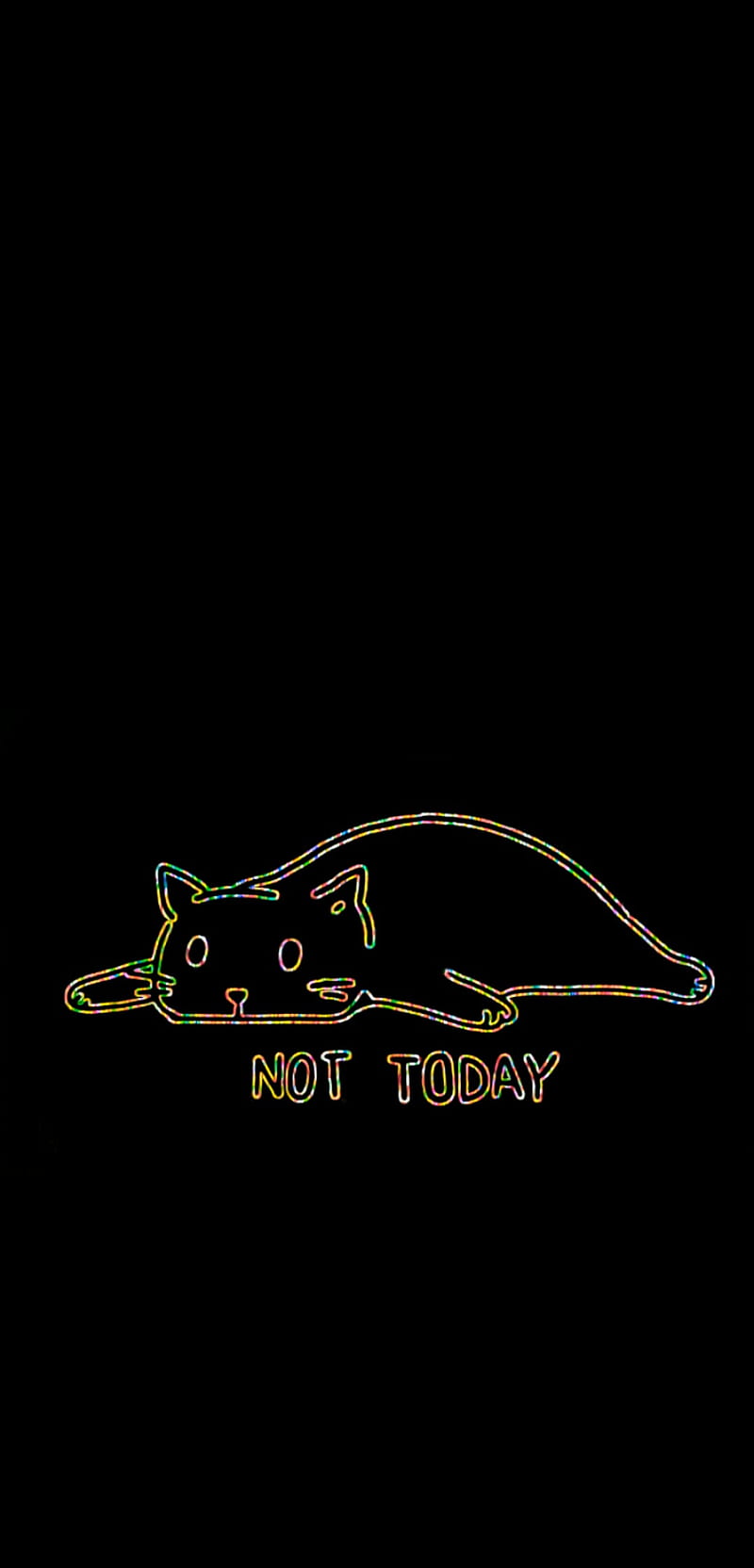 LazyCat, black, cat, dark, holiday, lazy, moody, neon, sad, sunday, tired, HD phone wallpaper