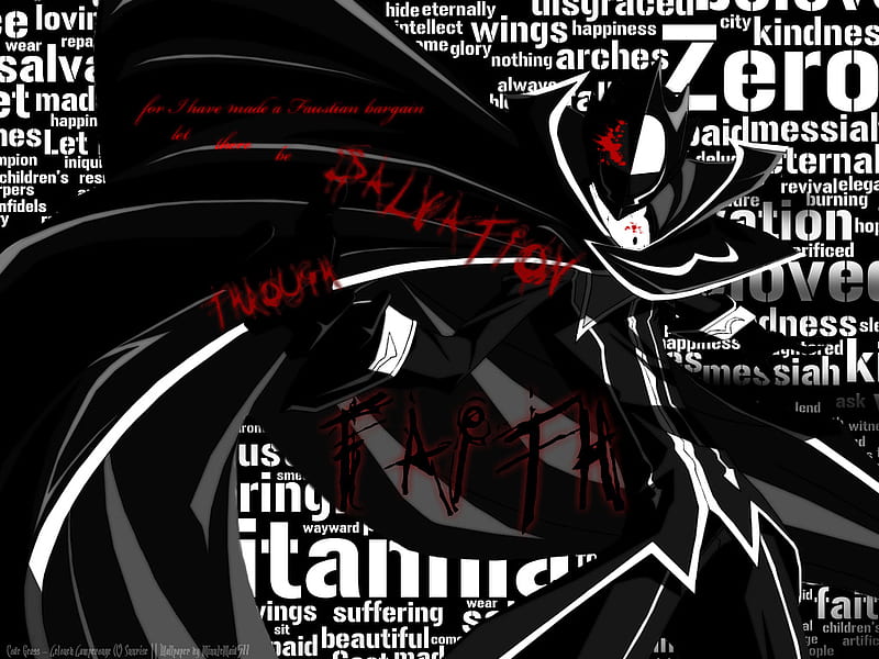 Zero Salvation, red, code geass, black, zero, anime, cloak, white, lelouch, mask, HD wallpaper