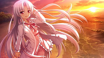 Anime fly sky light dress long hair original sun girl beauty wallpaper, 3200x1800, 815914