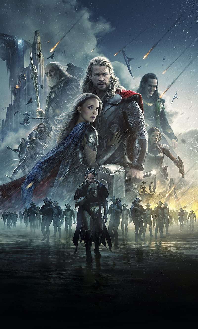 Thor 2, art, avengers, dark, fantasy, god, hero, marvel, guerra, world, HD phone wallpaper