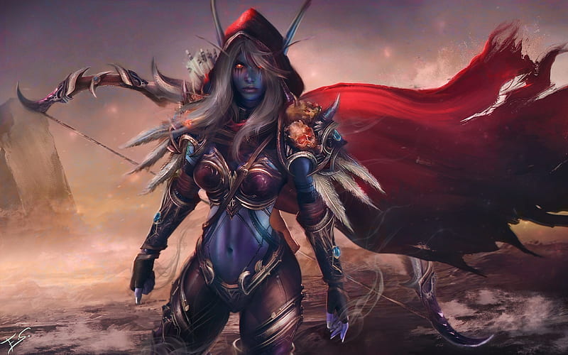Sylvanas Windrunner, darkness, World of Warcraft, warrior, art, WoW, HD wallpaper