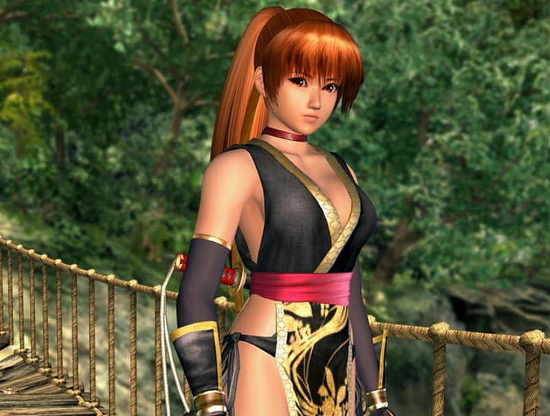 Kasumi, games, female, doa, orange eyes, video games, girl, anime, dead or  alive, HD wallpaper