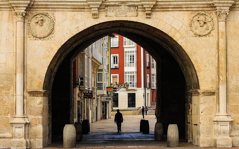 Gate in Burgos, Spain, gate, city, Spain, street, HD wallpaper