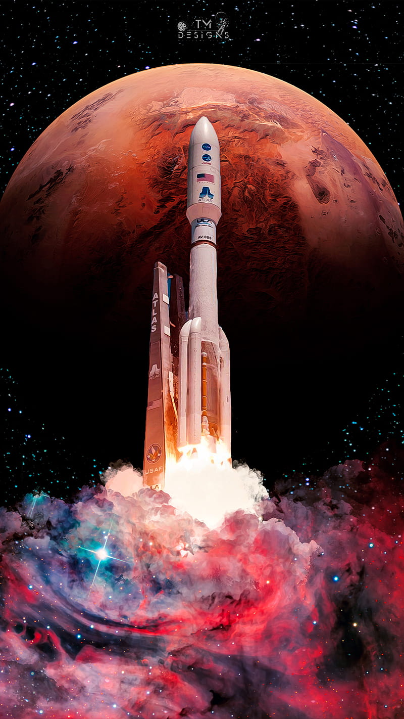 Rocket Launch, fiction, marischabecker, planet, science, scifi, space, spaceship, stars, tmdesigns, HD phone wallpaper
