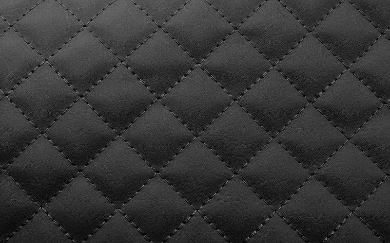 leather with stitching black leather upholstery, black leather, macro, black leather background, leather textures, black backgrounds, HD wallpaper