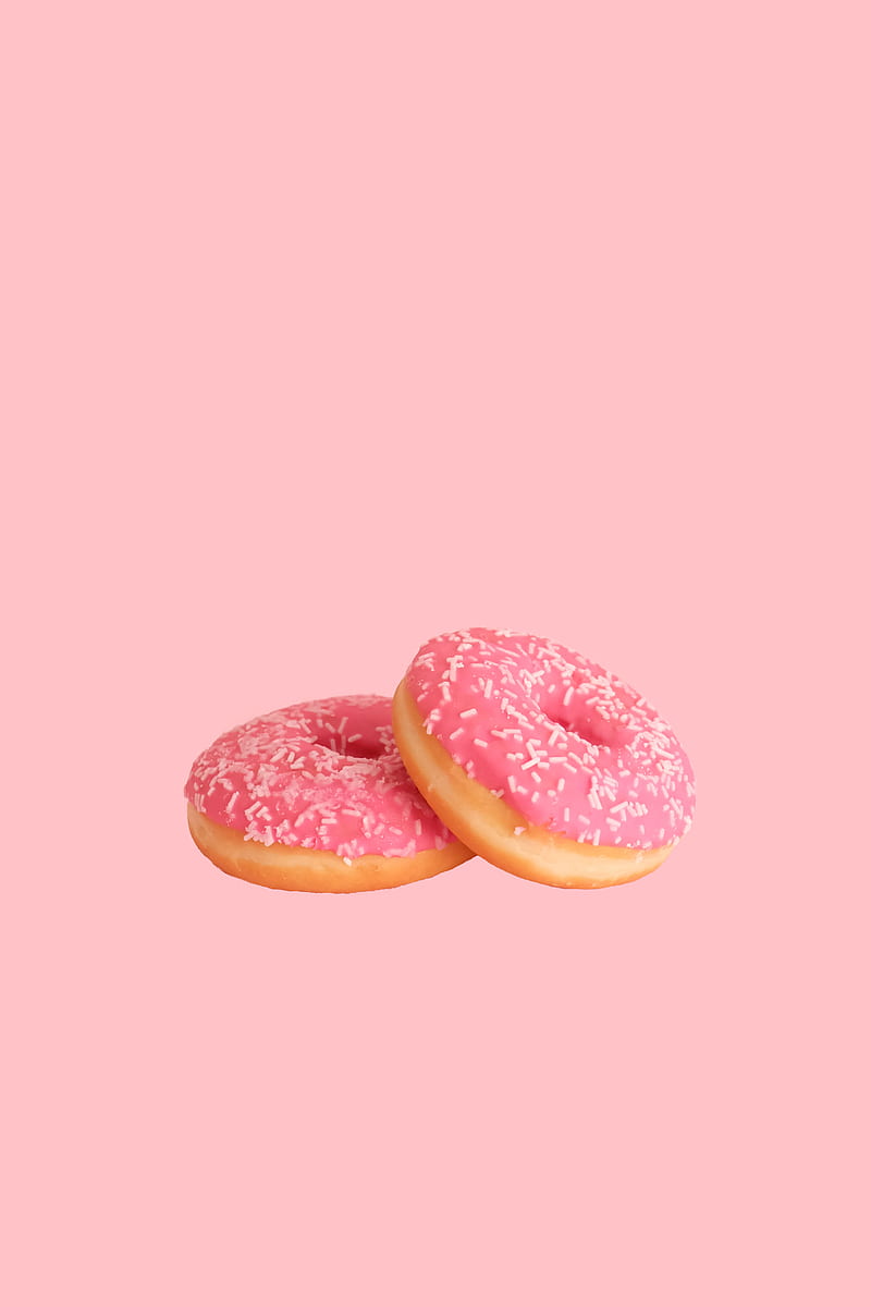two strawberry doughnuts with sprinkles, HD phone wallpaper