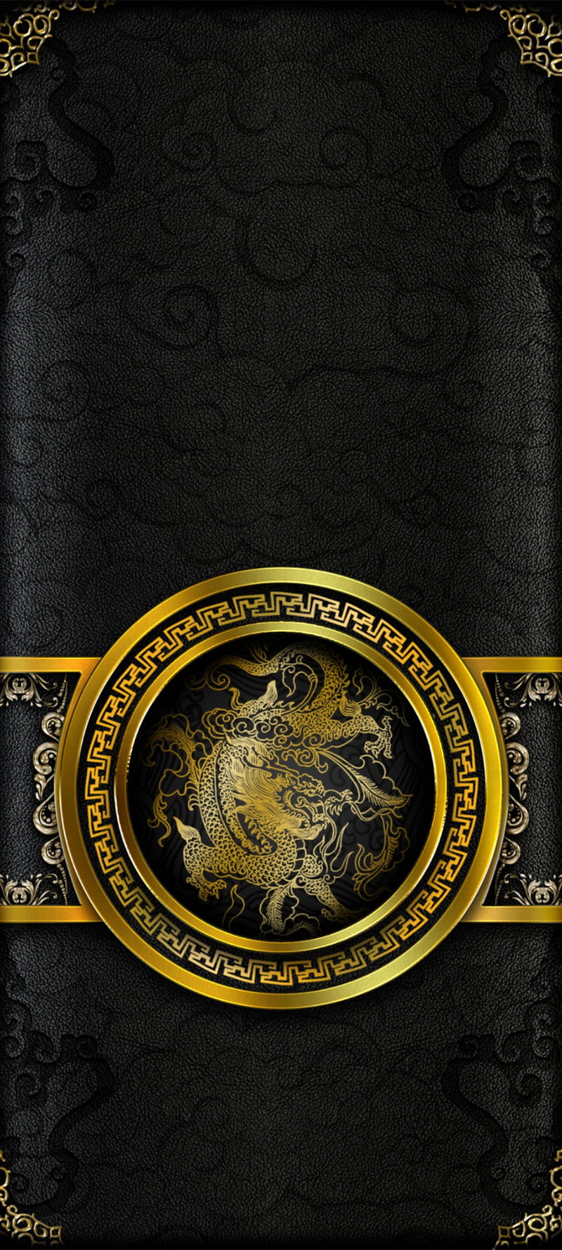Black Golden dragon, gold, badge, symbol, luxury, logos, HD phone wallpaper