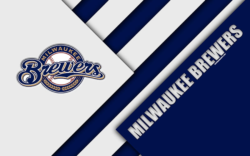Milwaukee Brewers, MLB National League, blue abstraction, logo, material design, American baseball club, Milwaukee, Wisconsin, USA, Major League Baseball, HD wallpaper