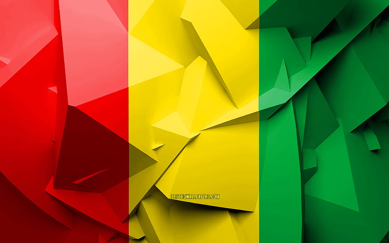 Flag of Guinea, geometric art, African countries, Guinean flag, creative, Guinea, Africa, Guinea 3D flag, national symbols, HD wallpaper