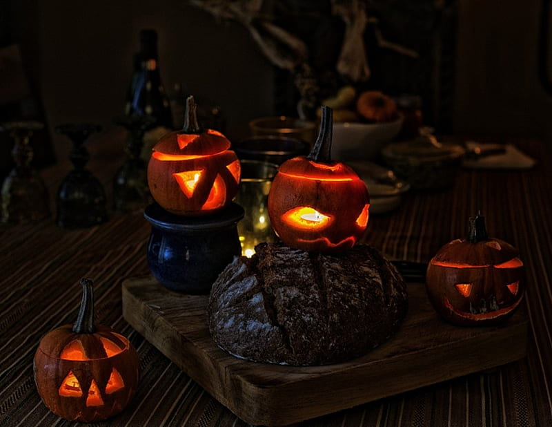 happy halloween, gothic, halloween, pumpkin, kight, HD wallpaper