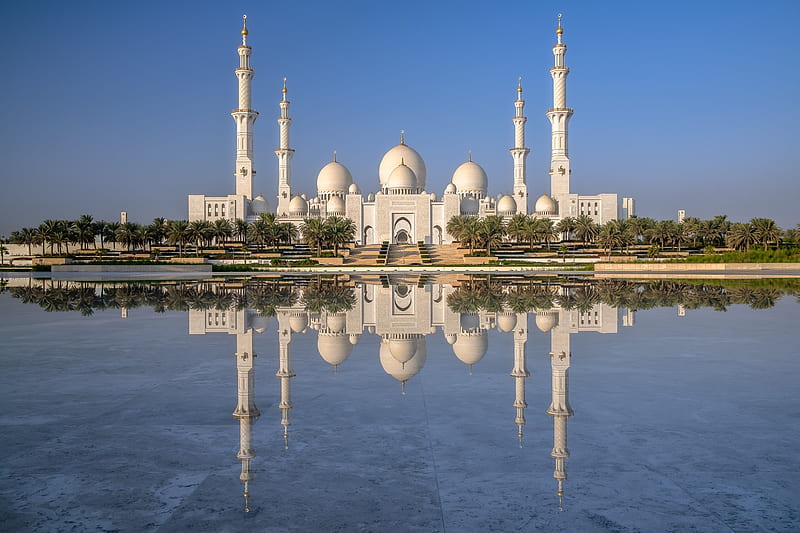 Mosques, Sheikh Zayed Grand Mosque, Reflection, Abu Dhabi, Mosque, Architecture, HD wallpaper