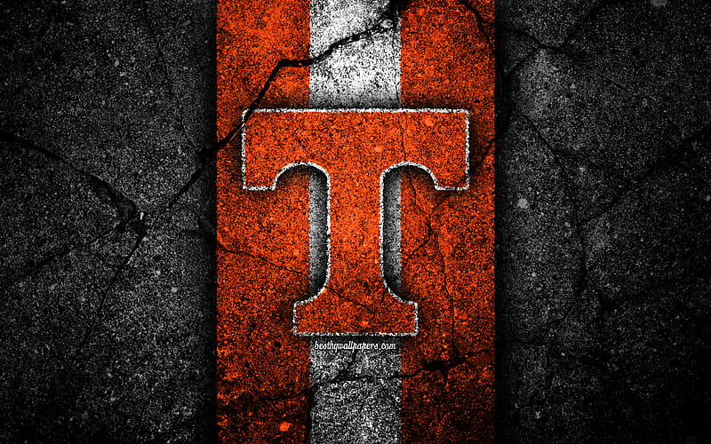 Tennessee Volunteers american football team, NCAA, orange white stone, USA, asphalt texture, american football, Tennessee Volunteers logo, HD wallpaper