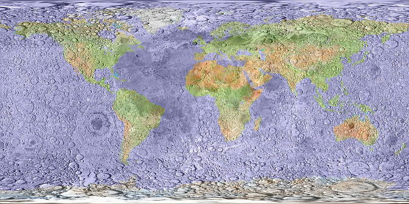 Moon upon world, dual monitor, xxl, worldmap, 3d and cg, dual screen, map, world map, HD wallpaper