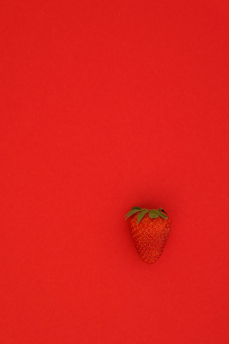 strawberries, berry, red background, HD phone wallpaper