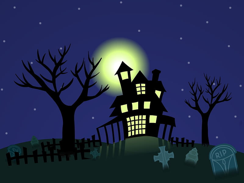 Cemetery-Happy Halloween illustration design 01, HD wallpaper
