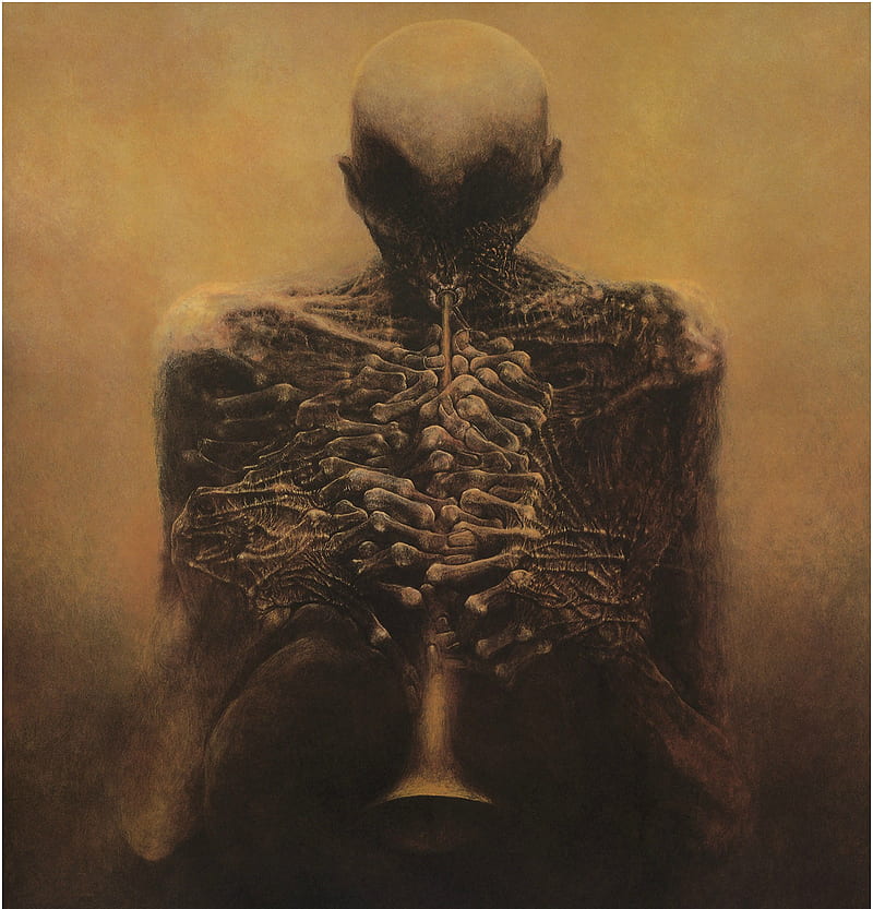 creepy, creature, skeleton, Zdzisław Beksiński, HD phone wallpaper