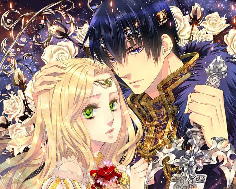 .:♕King ♡ Maiden♕:., pretty, cg, green eyes, breeze, women, sweet, nice, partner, love, anime, royalty, handsome, beauty, anime girl, gems, jewel, weapon, purple eyes, realistic, long hair, sword, romance, gown, amour, blonde, sexy, jewelry, short hair, cute, lover, crown, maiden, king, dress, divine, rose, adore, bonito, woman, elegant, blossom, blade, gemstone, hot, tiara, blue eyes, black hair, couple, gorgeous, female, male, romantic, necklace, blonde hair, boy, girl, flower, passion, petals, lady, HD wallpaper