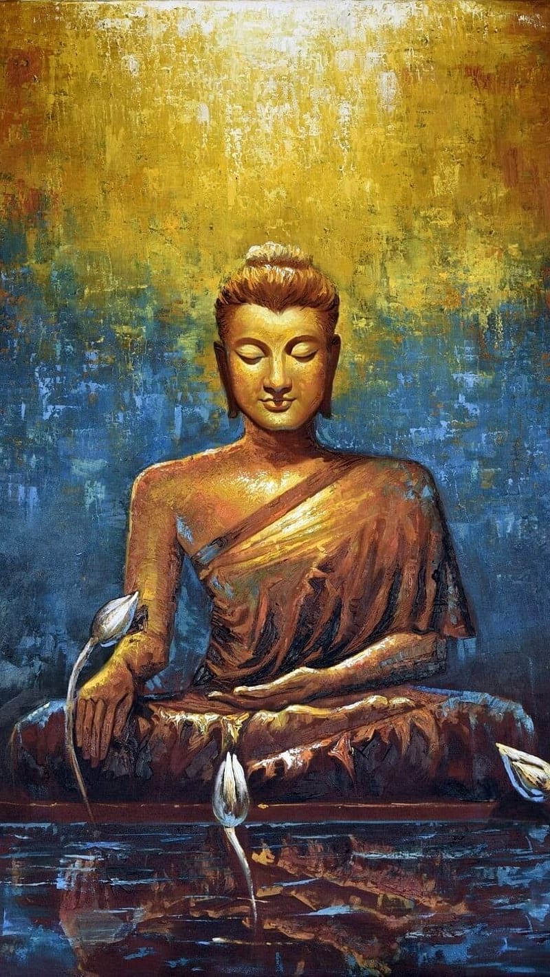 Buddha, Golden And Blue Painting, lord buddha, god, meditation, HD phone  wallpaper | Peakpx