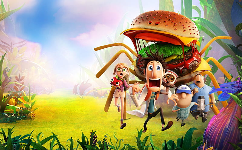 cloudy with a chance of meatballs 2, meatballs, cloudy, hamburger, chance, HD wallpaper