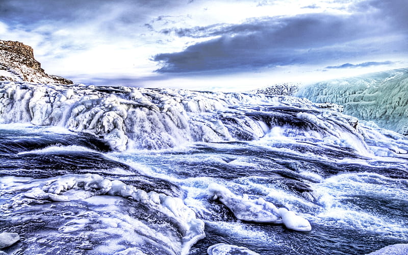 Icelandic glacier river, HD wallpaper