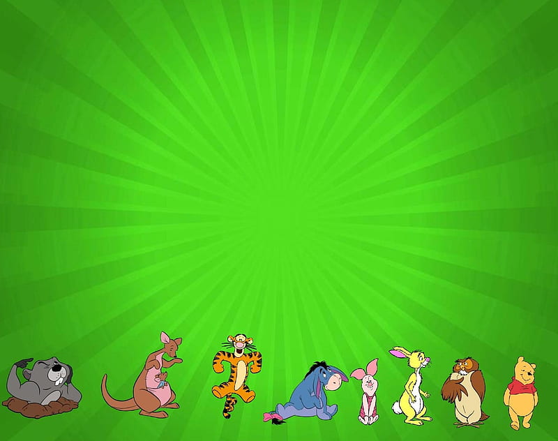 Pooh and Friends, owl, rabbit, tigger, roo, kanga, pooh, eeore, gopher, piglet, HD wallpaper