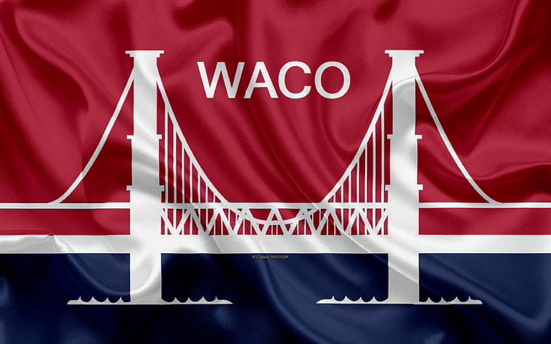 Flag of Waco silk texture, American city, blue red silk flag, Waco flag, Texas, USA, art, United States of America, Waco, HD wallpaper