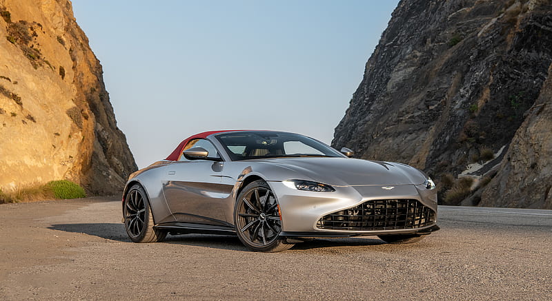 2021 Aston Martin Vantage Roadster (Color: Spirit Silver; US-Spec) - Front Three-Quarter , car, HD wallpaper 2021 Aston Martin Vantage Roadster (Color: Spirit Silver; US-Spec) - Front Three-Quarter , car, HD wallpaper