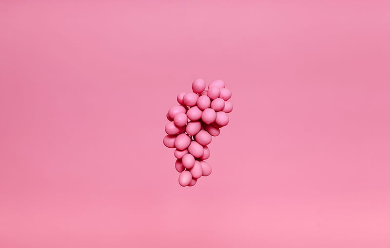 grapes, bunch, pink, paint, minimalism, HD wallpaper
