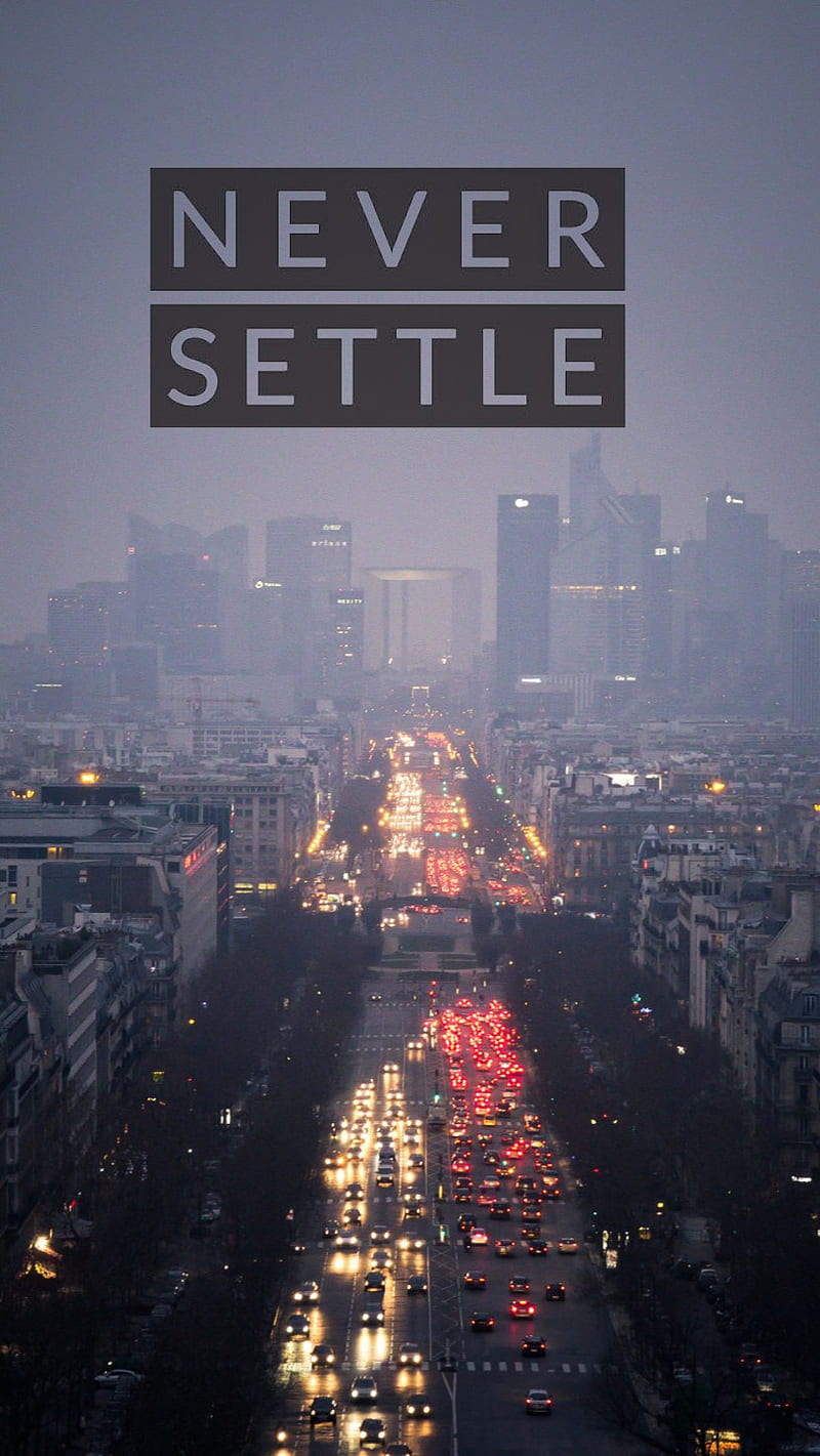 Never settle, 5t, city, lights, neversettle, oneplus, traffic, HD phone wallpaper