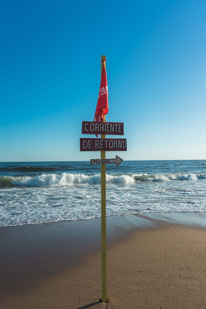 beach, pointer, sign, flag, HD phone wallpaper