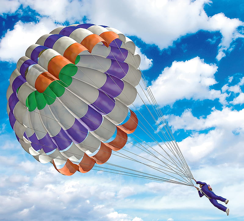 Be ..., colorful skydiving, colors, bonito, sky, clouds, parachute,  esports, HD wallpaper | Peakpx