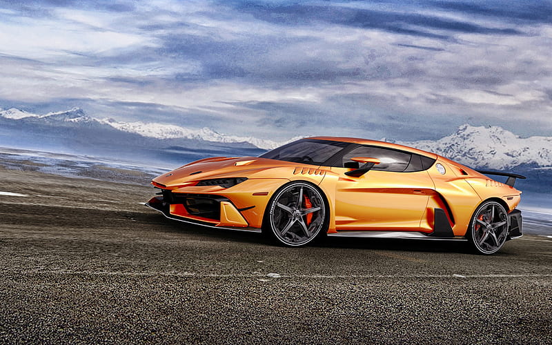 Italdesign Zerouno, 2018, orange supercar, side view, sports coupe, race car, Italdesign, HD wallpaper