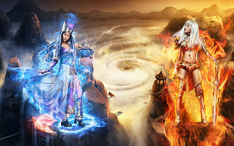 fire and ice girls wallpaper