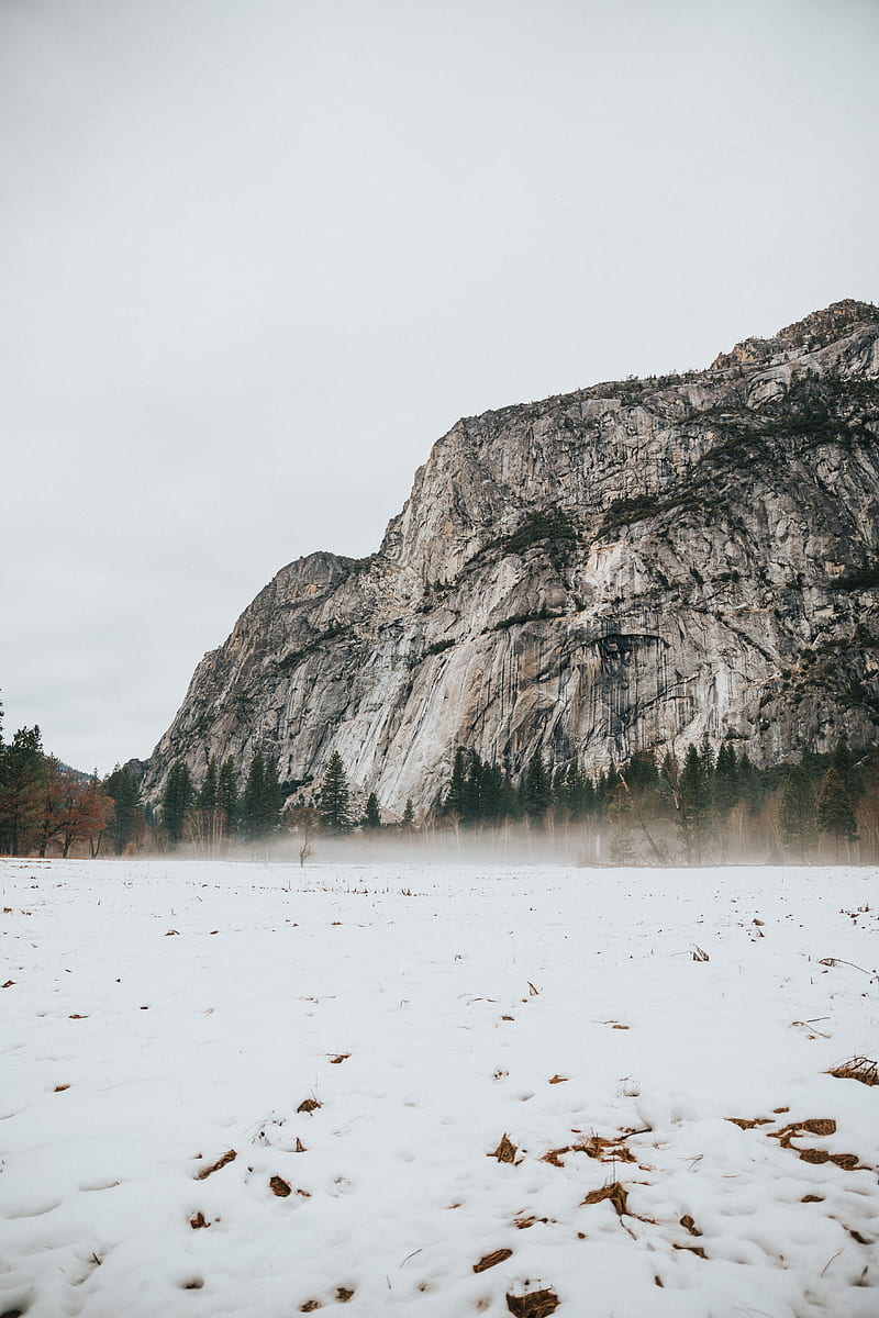 mountain, rock, snow, landscape, winter, HD phone wallpaper