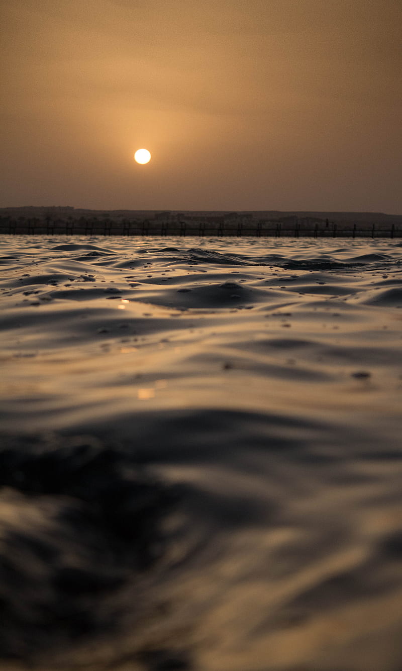 Sunset on the ocean, egypt, egyptian, horizon, redsea, reflection, summer, sun, sunrise, HD phone wallpaper