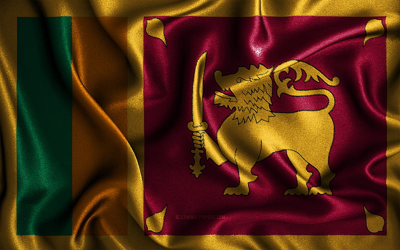 Sri Lankan flag silk wavy flags, Asian countries, national symbols, Flag of Sri Lanka, fabric flags, Sri Lanka flag, 3D art, Sri Lanka, Asia, Sri Lanka 3D flag, HD wallpaper
