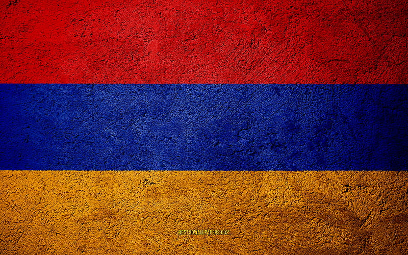 Flag of Armenia, concrete texture, stone background, Armenia flag, Europe, Armenia, flags on stone, HD wallpaper