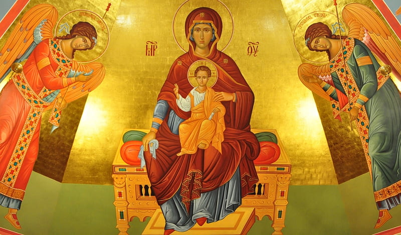 Mother of God, Angels, Virgin, Mary, Jesus, HD wallpaper