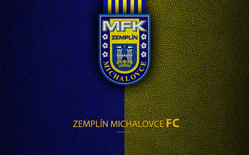 MFK Zemplín Michalovce, FC Slovak football club, logo, leather texture, Fortuna liga, Michalovce, Slovakia, football, HD wallpaper